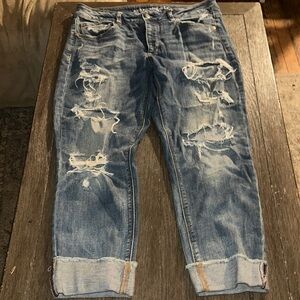 American Eagle Outfitters Blue Jeans Distressed denim ripped 10 stretch fit